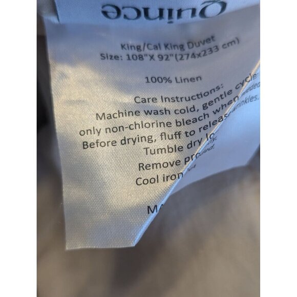 Quince European 100% Linen Duvet Cover 3PC Set Color Sand King/Cal King -NEW - Picture 5 of 7